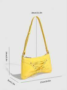 Sunshine And Fresh Shoulder Baguette Bag Street Bow Crossbody Bag Shiny Glitter Glue Bag - Yellow - View 6