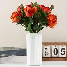 1pc Striped Plastic Vase Simple Decoration For Flower Arrangement,Home Decor,Flower Vase,Centerpiece,Table Decor