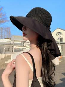 1pc Women Summer Hat, Outdoor Travel Sun Hat, Mesh Breathable Sunhat, Suitable For Summer Sun Protection - Bucket Hat - View 5