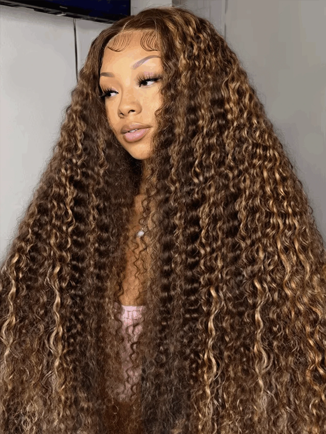 34 Inch 13x4 Deep Wave Lace Front Wigs Human Hair Pre Plucked 200% Density 4/27 Highlight Ombre Colored Glueless Wigs Water Wave Honey Blonde Lace Frontal Wigs Human Hair For  Women With Baby Hair