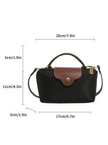 Bolso de hombro de mujer de tela de nailon mini y simplista, con cierre magnético con forma de empanadilla, casual y lindo, bolso de moda