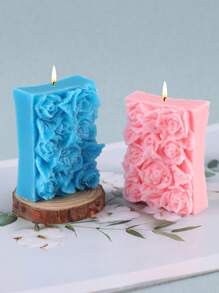 1 pieza Molde de silicona con forma de flor de rosa para hacer velas, molde de decoración artesanal para jabón, piedra, resina epoxi