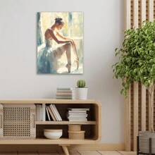 Pintura de bailarina en lienzo con marco de madera - Grosor 2.25cm/0.9 pulgadas - Decoración de pared adecuada para diversos ocasiones como Halloween, despedida de soltero, fiesta en la playa, aniversario - Regalo perfecto para decorar la sala, el dormitorio, la cocina, la entrada, el baño u otras áreas del hogar.