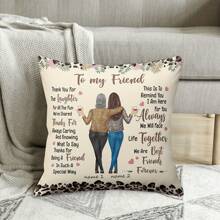 1 st. Aanpasbare 18x18 inch vriendschapskussenhoes - Moderne stijl polyester kussenhoes met rits en gepersonaliseerde gedenktekst, machinewasbaar, decoratief voor bank, woonkamer, auto - uniek cadeau voor Kerstmis, Halloween, enkelzijdig bedrukt (kusseninzetstuk niet inbegrepen)