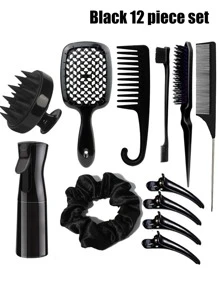 15 Piece Hair Styling Brush, 1/12/13 Piece Hair Combs, Pointed Tail Combs, Rat Tail Combs, Edge Brushes, Hair Brushes, High-Pressure Spray, Hairpins, Hair Rings, Wide Tooth Combs, Bath Caps, Hair Braiders, Suitable For All Kinds Of Hair Styles