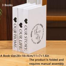 4pcs/1pc OUR HOME/LIFE/STORY Fashionable Decorative Fake Books Set. Ideal For Room, Bedroom, Bathroom, Birthday, Wall Decor. Suitable For Homes, Cafes, Hotels. Folded For Delivery, Assemble Per Last Image Or Video.