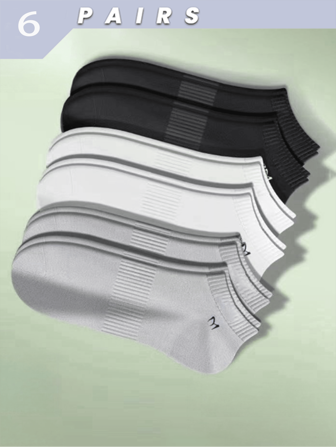 6双时尚百搭运动中性/男女春夏均可速干隐形防滑吸汗防臭防摩擦中性袜子