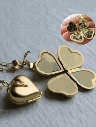 1PC Vintage Fashion Golden Color Heart Shaped Pendant Can Be Placed On The Photo Necklace For Women Jewelry Valentines,Mom,Mother,Mother's Day,Gift