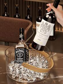 1pc Large Capacity Ice Bucket Household Portable Test Beer Champagne PET Plastic Bucket Outdoor Picnic Fruit Storage Bucket, Gift For Father
