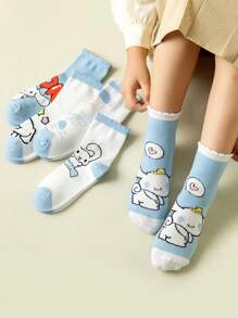 Sanrio Sanrio 5 Pairs Anime Socks Cute College JK Style Blue Mid Tube Socks Women's Stockings & Hosiery (Some Parts May Be Random)