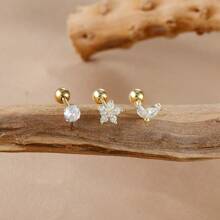 3 件装 18K 镀金不锈钢耳屏软骨穿孔耳环套装 女式耳屏耳钉时尚珠宝 - 3pcs Earrings set - 查看 12