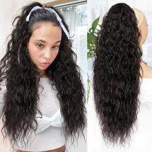 女士抽绳马尾接发 长款深波浪马尾接发 24英寸卷曲波浪马尾接发 合成纤维 可直接扎马尾假发 - 彩色 - 查看 4