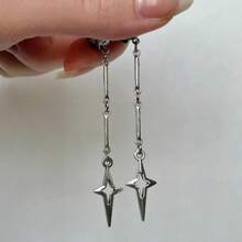 1 par de pendientes con colgante de cruz y estrella, estilo gótico. Pendientes de remache con Charm punk para mujeres, accesorio de moda coreano