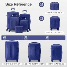 Lightweight Multifunctional Travel Suitcase With 360° Spinner Wheels, 4 Pieces, 12/20/24/28 Inch, Durable Hard Shell, Corner Protection - Biru - View 3