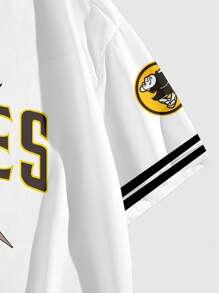 One Piece Straw Hat Men's Baseball Shirt, Breathable Quick-Dry Comfortable With Straw Hat And Pirate Flag Design