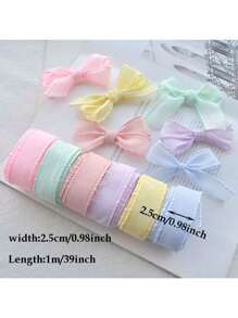 1 件宽 25 毫米、长 1 米的卷边纱布丝带 - 手工 DIY 珠宝配件，用于自制蝴蝶结、发夹和领带 - 彩色 - 查看 3
