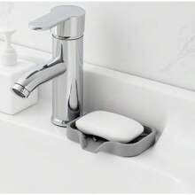 1 pezzo Portaoggetti da cucina in silicone, paraspruzzi per lavandino, filtro gocciolatoio per rubinetto in silicone, vassoio per dispenser di sapone per piatti e porta-spugna dietro il rubinetto, accessori da cucina piccoli, adatti per piani di lavoro in cucina e bagni