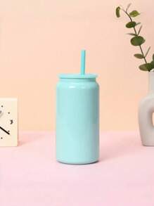 1 Stück neue 16oz Edelstahl Vakuumisolierter Becher, bunter Strohhalm Becher, tragbare Wasserflasche für Zuhause, Auto, Outdoor-Gebrauch