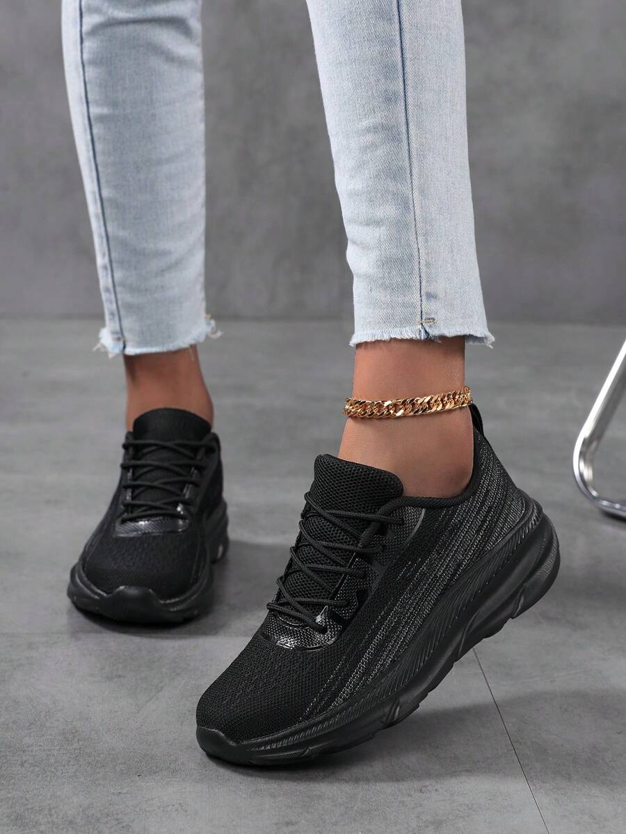 Chaussures de sport polyvalentes pour femmes, légères, à maille respirante, baskets de course décontractées pour les voyages - Noir - Voir 1