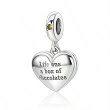 1pc Silver Plated "Life Is Like A Box Of Chocolates" Pendant, Suitable For Women Bracelet/Necklace DIY Jewelry Making, Valentine's Day Gift, Fashion Accessory - Silver - View 10