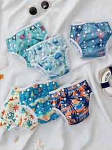 Set de 3 pañales de natación para bebés de secado rápido con malla interior lavable, pantalones de pañal de natación de verano