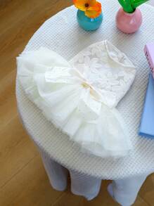 1 件宠物服装，适合猫和小型犬，透气轻便舒适的公主薄纱裙 - 花卉梦幻婚纱 - 白色 - 查看 8