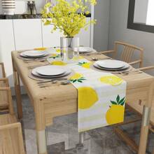 1 pieza Camino de mesa con estampado de limón, adecuado para fiestas interiores/exteriores, decoración del hogar de primavera y verano, decoración de mesa de primavera y verano