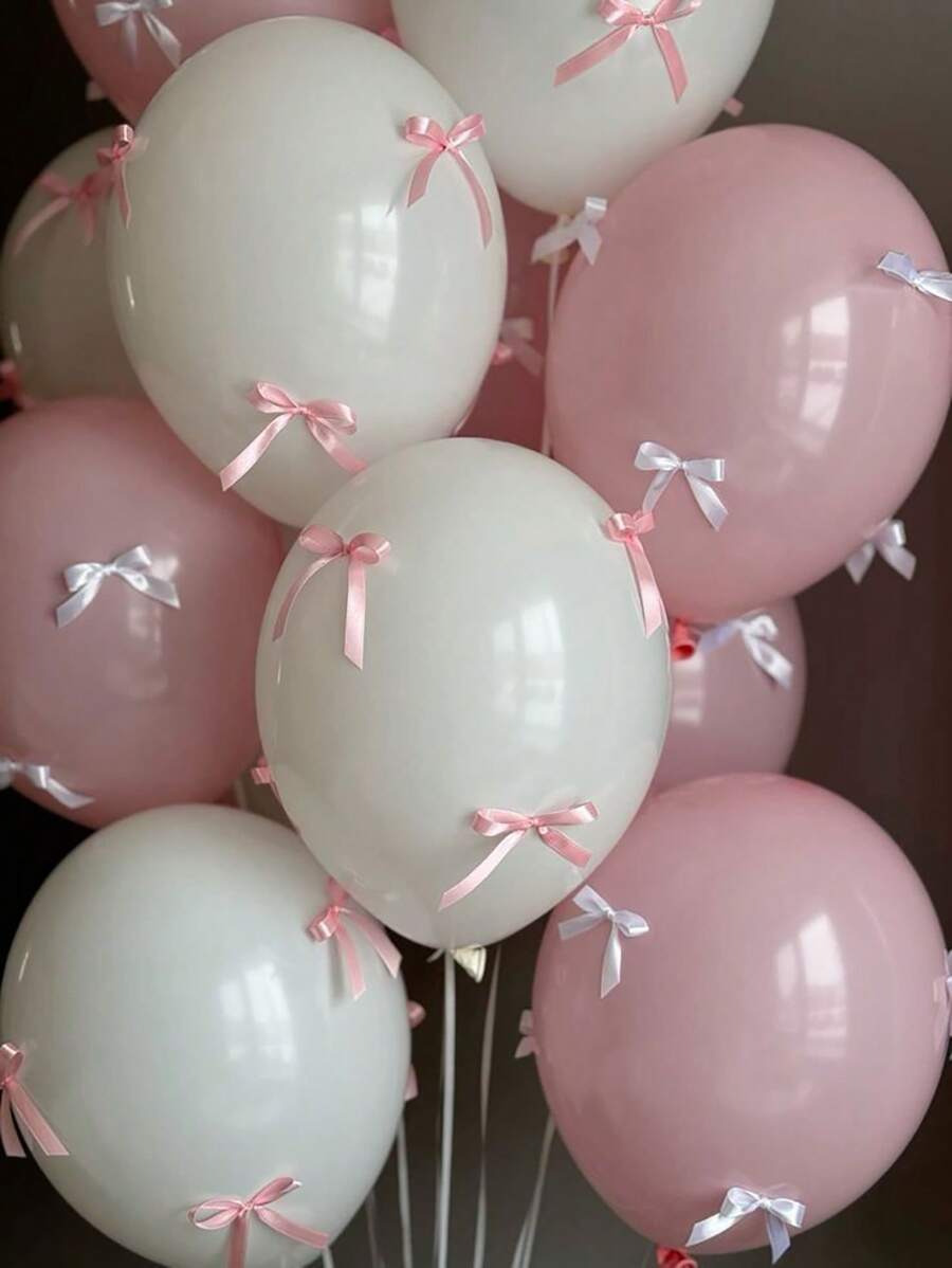 92 stuks/set De combinatie van witte en roze latex ballonnen en strikken kan worden gecombineerd met eenvoudige decoraties in Boheemse stijl met linten voor verjaardagen, bruiloften, feesten, geslacht onthullende decoraties, Hawaiiaanse feesten, badfeestjes, verschillende feestdecoraties
