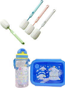 Sanrio Hello Kitty & Freunde 3-Fach Bento Box Set mit Trinkbecher - Süß Cartoon Kunststoff Kinder Lunchbox, perfekte Geschenkwahl für die