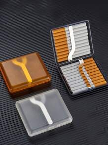 1pc 20Slots Matte Transparent Plastic Cigarette Case, Compact & Durable Cigarette Holder For Men - Transparent - View 1