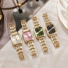 Fashion Ladies' Two Pieces Quartz Watch Series, Featuring A Stylish Square Case, Luxurious Gold Strap, Battery, And Accompanied By A LOVE Bracelet. The Perfect Casual Gift For Her Or Her Mother On Valentine's Day, Birthday, Or Christmas.