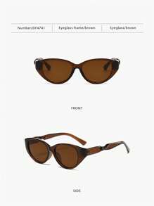 1pc Women's Unique Cat Eye Twisted Temple Street Snap Fashion Glasses, Casual Everyday Face Flattering For Summer Beach Vacation,Outdoor,Travel