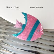 新款海洋系列贝壳爪发夹，小众设计动物鲸鱼发爪，批发跨境饰品马尾扇贝发夹，七彩鱼发夹，热带鱼发夹 - 彩色 - 查看 14