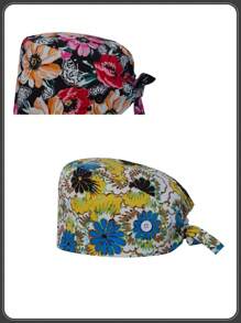 Working Cap Scrub Caps For Women, Nurse Hat Women Ponytail, Scrub Hats With Sweatband Buttons Adjustable Nurse Caps,Adjustable Working Caps With Button & Sweatband, Women Ponytail Pouch Hats - Multicolor - View 1