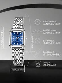 2Pcs Women's Silver Alloy Strap Fashion Casual Simple Bar Scale Blue Dial Quartz Watch Bracelet Set For Daily Wear Or Holiday Gifts