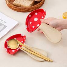 1pc Ceramic High Temperature Resistant Mushroom Spoon Rest, Cute And Sturdy Spatula Holder Spoon Holder For House Warming Gift School Supplies,Christmas Gift