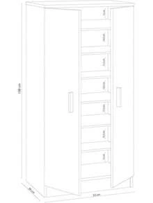 Zapatero Habitdesign con dos puertas, mueble auxiliar, modelo básico, acabado en roble canadiense, dimensiones: 55 cm (ancho) x 108 cm (alto) x 36 cm (fondo)
