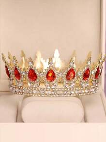 1 pieza Corona nupcial de estilo vintage de aleación con cristales , tocado con cristal en forma de gota para fiesta de cumpleaños, diadema de reina para disfraz