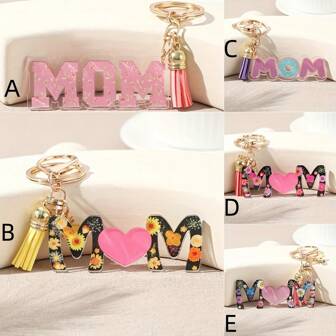 5 pezzi portachiavi a tema festa della mamma in acrilico 2D stampato, ciondolo creativo a forma di farfalla e ape cartoni animati, accessorio per borse, regalo portachiavi festa della mamma, unisex