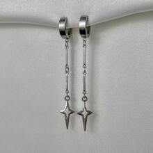 1 par de pendientes con colgante de cruz y estrella, estilo gótico. Pendientes de remache con Charm punk para mujeres, accesorio de moda coreano