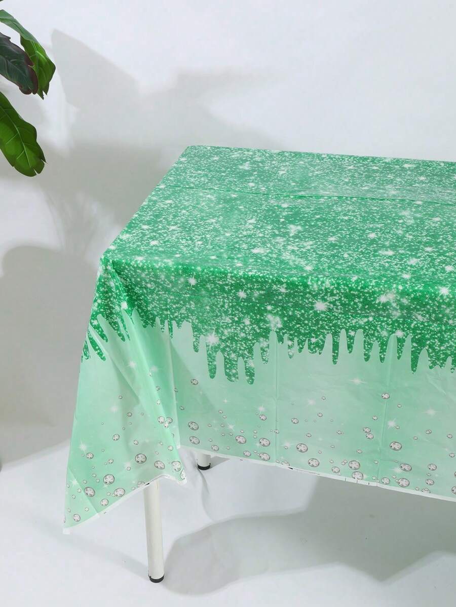 3 piezas de mantel desechable, resistente al agua y a las manchas de aceite, de 137 * 274 cm / 53,94 * 107,87 pulgadas, con patrón de diamante y dorado morado / verde, adecuado para fiestas temáticas y decoración diaria, se puede usar como telón de fondo