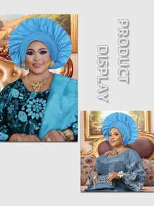 Elegant And Fashionable Auto Gele Headpiece, Nigerian Women's Traditional Wrapped Headwrap, Floral Print Fabric Handwoven Layered Fan Folding Hat, Suitable For Weddings, Parties And Other Special Occasions - A - View 12