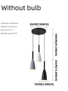 Suspension 3 têtes de style nordique, design minimaliste moderne, douille E27 multicolore, pour cuisine, salle à manger, café (ampoules non incluses) - Multicolore - Voir 8