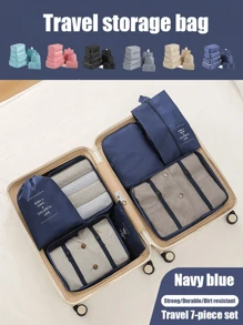 7pcs Travel Packing Cubes Organizer Set, Clothes Underwear Packing Bags, Portable Cosmetic Bag, Waterproof Large Capacity Luggage Storage Bags