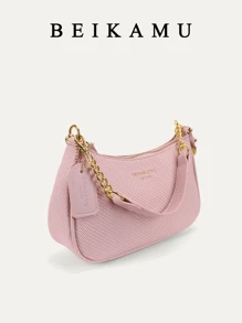 1 件女士纯色 PU 单肩包，多功能腋下包，适合工作通勤，可调节肩带斜挎包