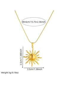 1 buah Kalung Rantai Tulang Ular Liontin Totem Matahari Baja Tahan Karat Berlapis Emas dengan Desain Niche Modis, Cocok untuk Pemakaian Sehari-hari - Yellow Gold - View 5