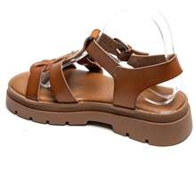 Double Strap Sandals With Adjustable Buckle And Thick Sole - Camel - View 4