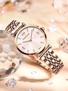 GUANQIN 1 szt. Wodoodporny zegarek z tarczą z kryształkami Pasek ze stali nierdzewnej odporny na zużycie Moda Biznes Luksus Sportowy Klasyczny Prosty Swobodny Mechaniczny Styl Męski Automatyczny Zegarek Kwarcowy Nadaje Się Na Dzień Matki, Festiwale, Randki, Biznes, Codziennie, Prezenty