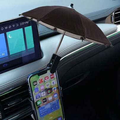 Soporte de teléfono celular con clip de paraguas, soporte de teléfono inteligente para exteriores con protección contra el reflejo y sombrilla portátil mini