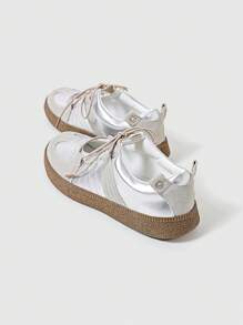 MASKERT 女士多功能时尚休闲鞋平底休闲鞋运动鞋日常搭配休闲鞋 - 銀色 - 查看 5